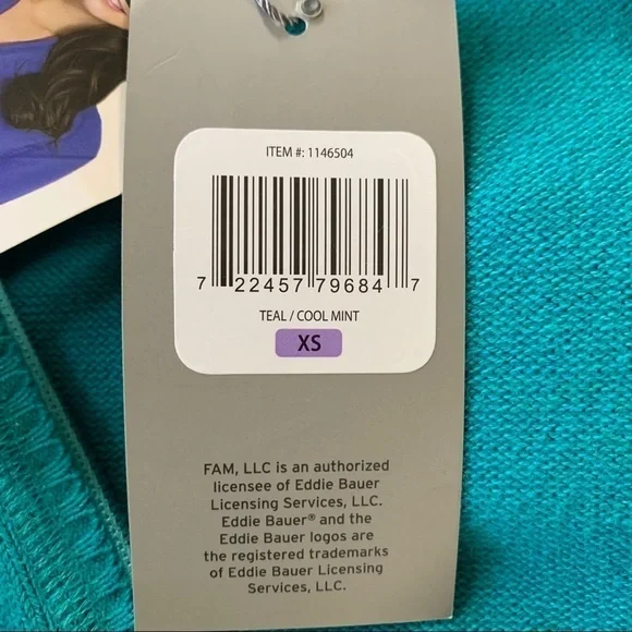 Eddie Bauer NWT Half Zip Knit Pullover Teal - Picture 11 of 12
